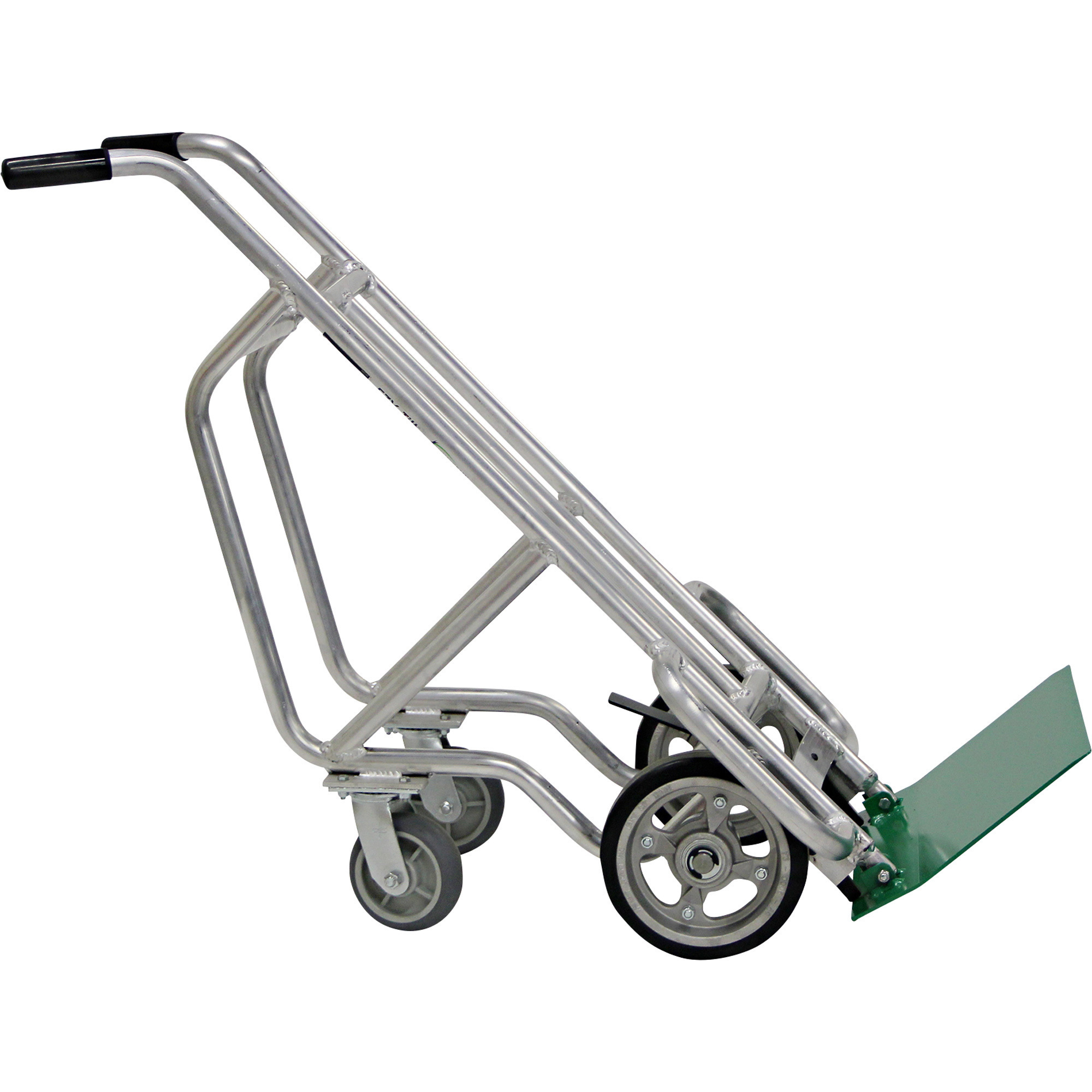 Valley Craft 4-Wheel Deluxe Commercial Hand Truck, Spring-Loaded Shoe, Aluminum, Rubber Wheels (2 Back Swivel), 1000-Lb. Capacity Model# F84800A1